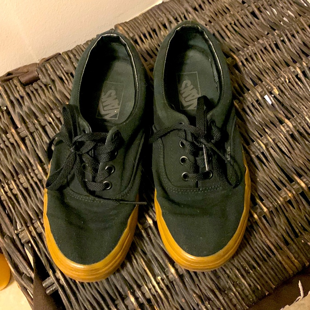Black vans gum sole
